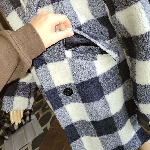 Steve Madden Navy & White Plaid Buffalo women's jacket - Picture 12 of 16